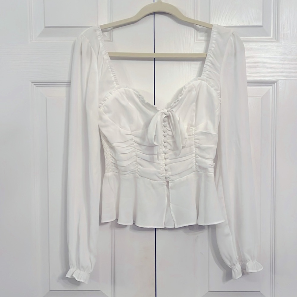 Forever 21 white long sleeve blouse